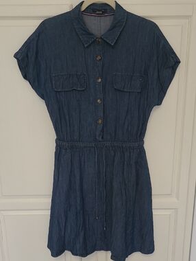 Tommy Hilfiger Indigo Denim Drawstring Shirt Dress